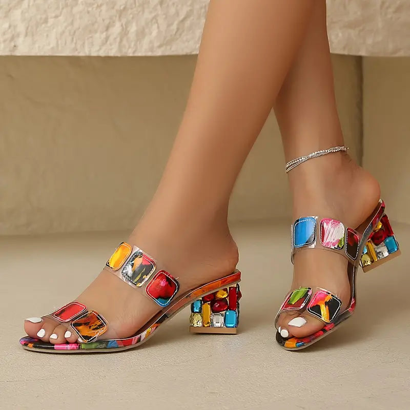 Colorful Double Strap Sandals