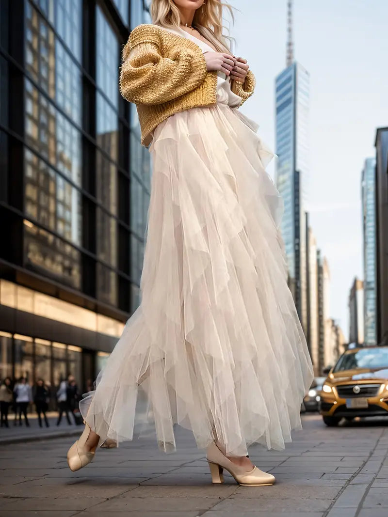 Stylish Mesh Layered Tutu Skirt