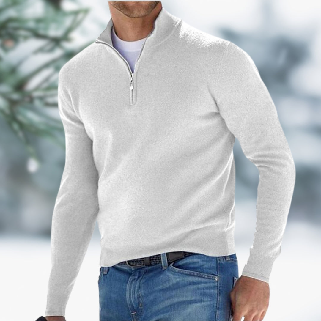 Mens Fine Knit Quarter-Zip Sweater