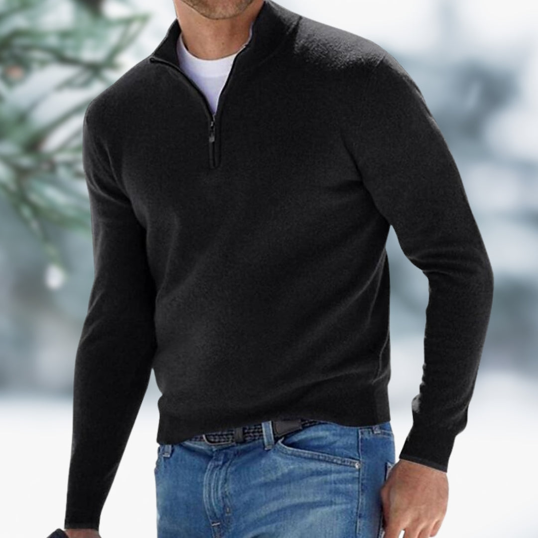 Mens Fine Knit Quarter-Zip Sweater
