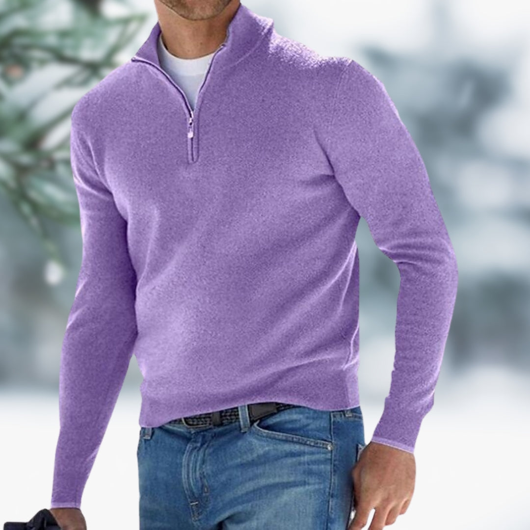 Mens Fine Knit Quarter-Zip Sweater