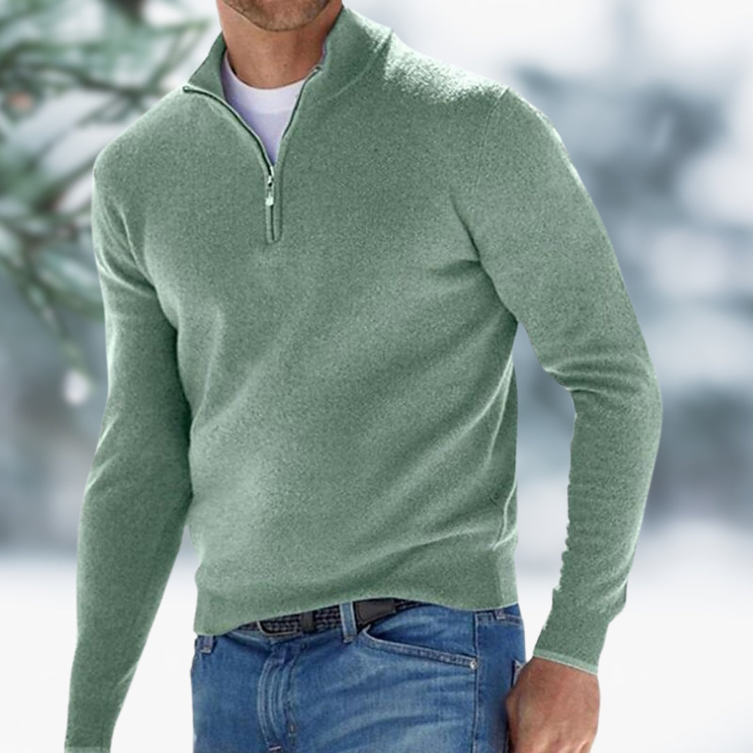 Mens Fine Knit Quarter-Zip Sweater