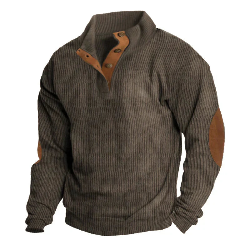 Ribbed Button Mens Sweater