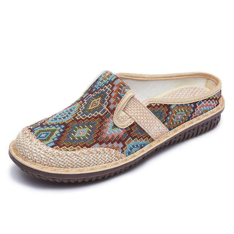 Orthopedic Embroidered Linen Sandals