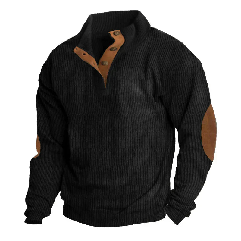Ribbed Button Mens Sweater