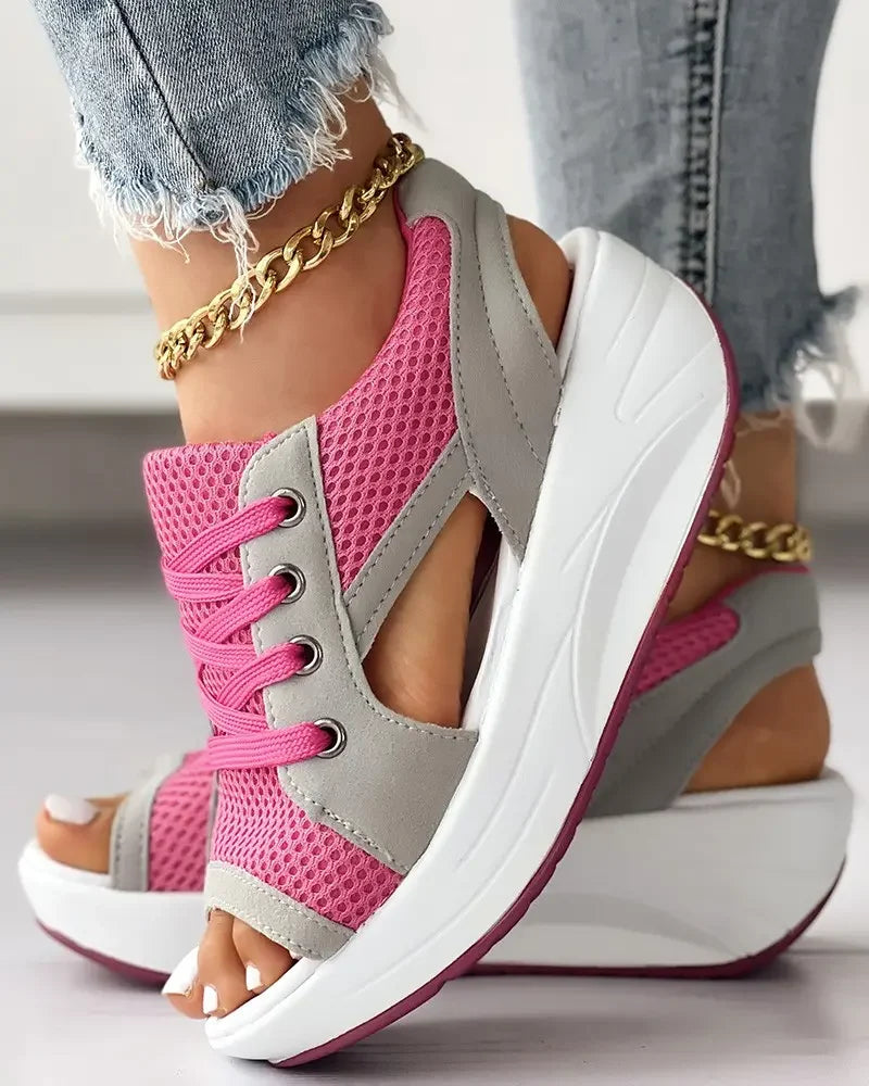 Muffin Sandals with Contrasting Panels