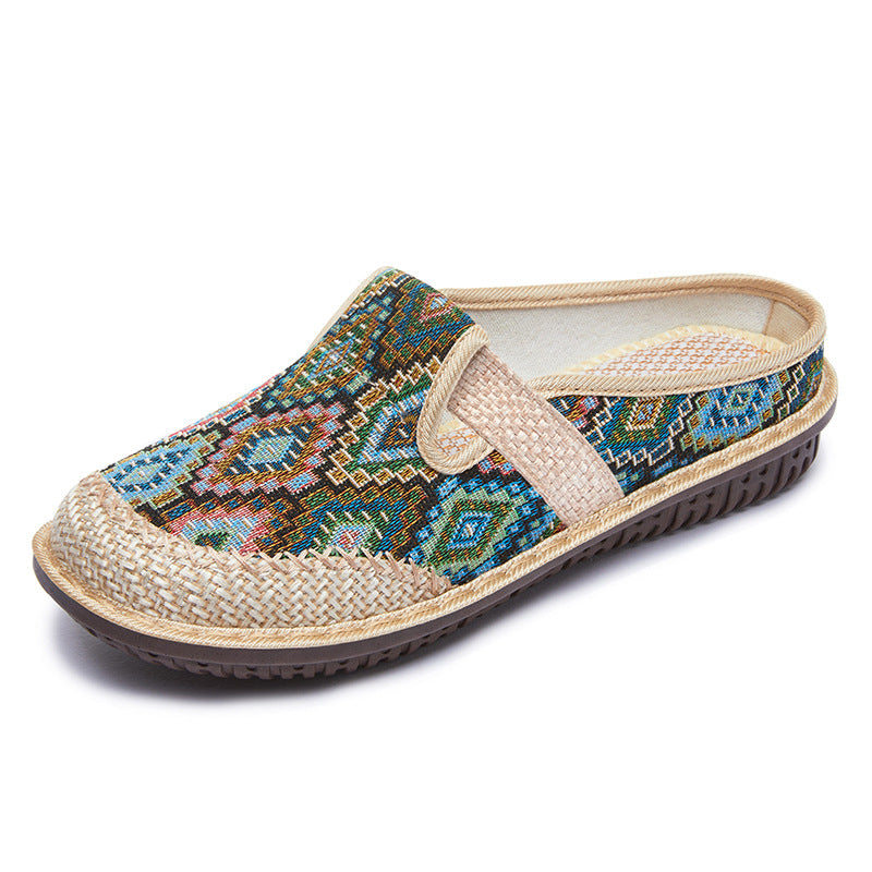 Orthopedic Embroidered Linen Sandals