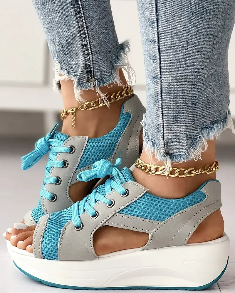 Muffin Sandals with Contrasting Panels