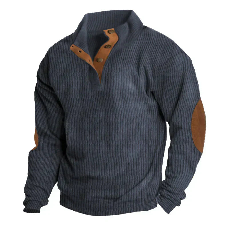 Ribbed Button Mens Sweater