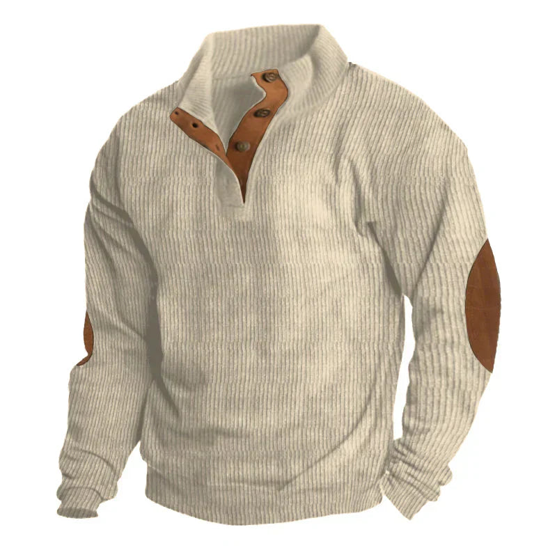Ribbed Button Mens Sweater