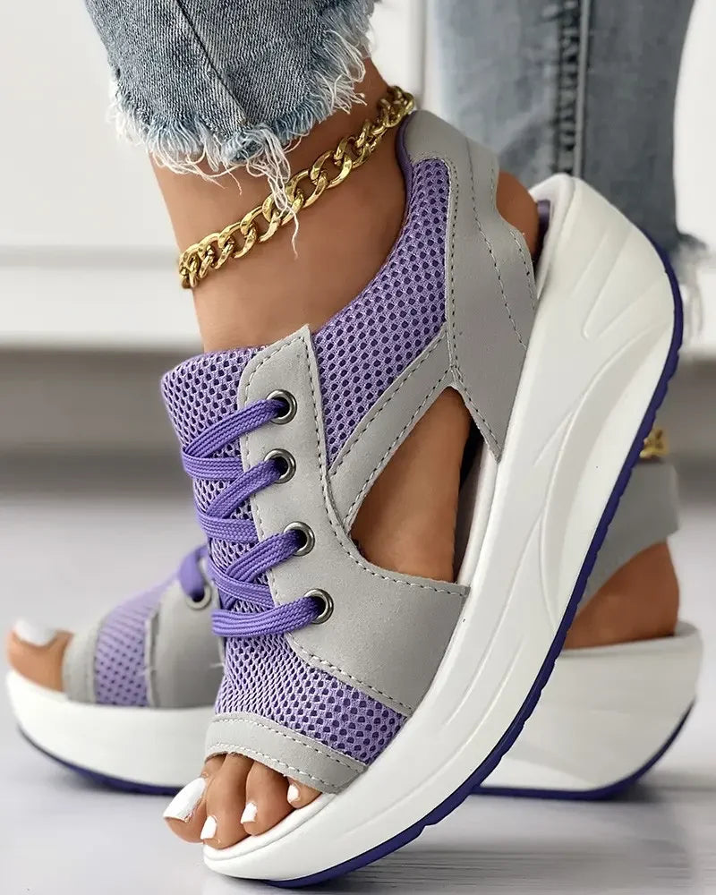 Muffin Sandals with Contrasting Panels
